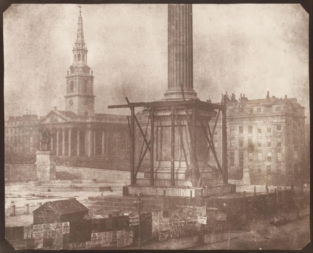William_Henry_Fox_Talbot_-_The_Nelson_Column_in_Trafalgar_Sqaure_under_Construction_-_Google_Art_Project